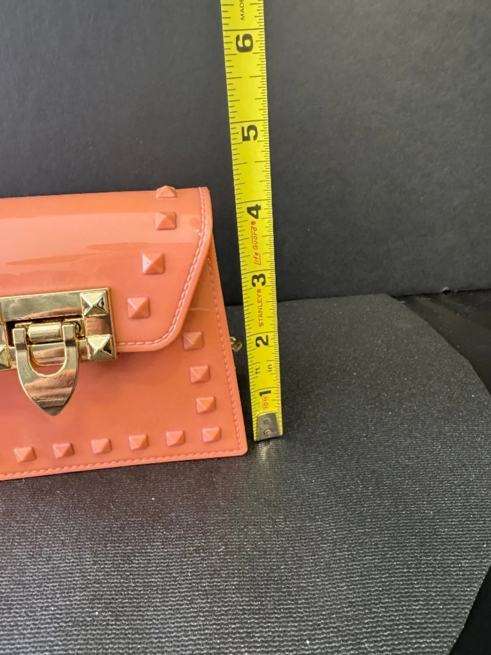 Coral Studded Mini Crossbody Bag Gold Chain Strap Small Purse Jelly